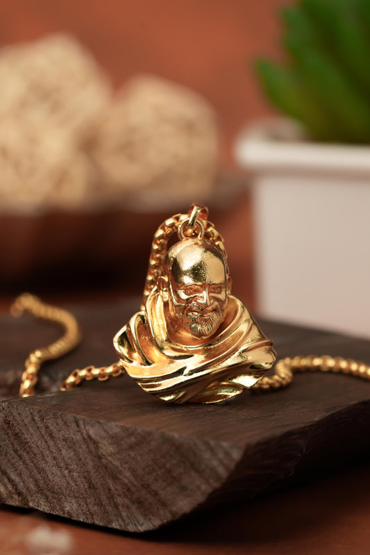 Sterling Gold Plated Neem Karoli Baba Pendant for Men # blessings