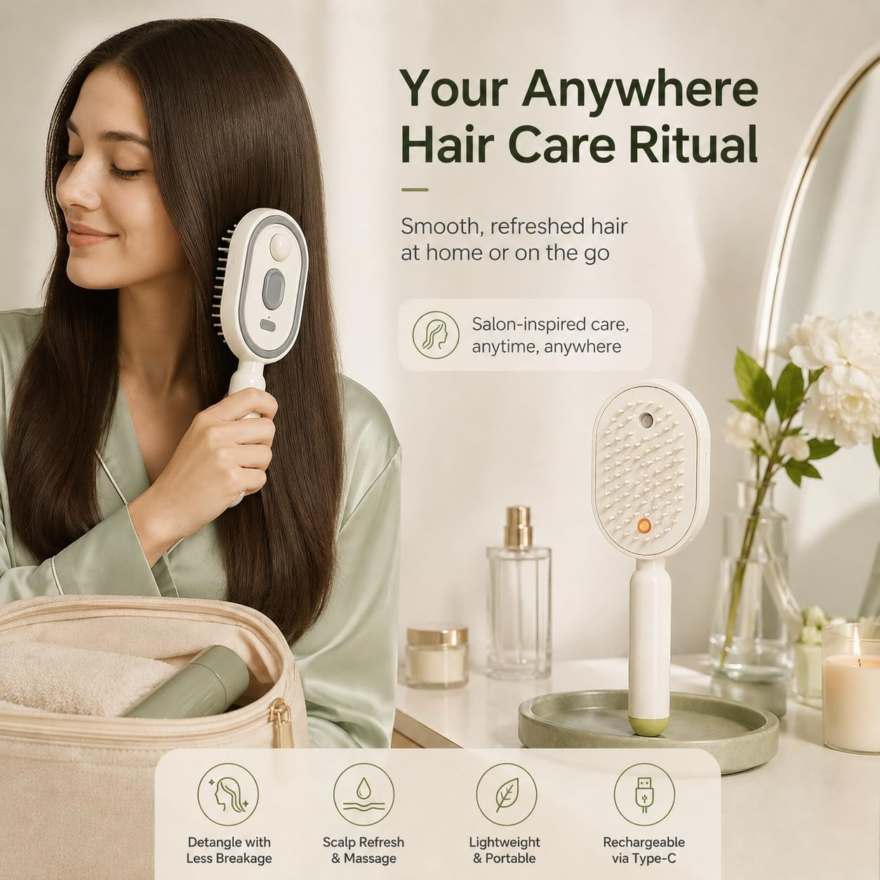 Electric Spray Air Cushion Massage Hair Brush | Mist Scalp Massager | Anti-Frizz Hair Comb | Rechargeable Hair Brush Pakistan⭐⭐⭐⭐⭐ (4.9/5) Ratings